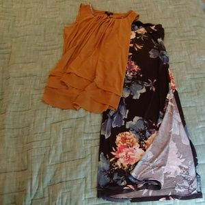 Floral maxi rouched and split skirt